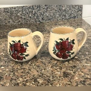 Apple Design Ceramic Mugs - Cream and Red